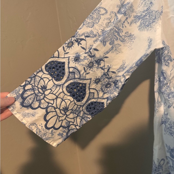 Soft Surroundings Cotton Nimes Floral Eyelet Tunic - Picture 7 of 16